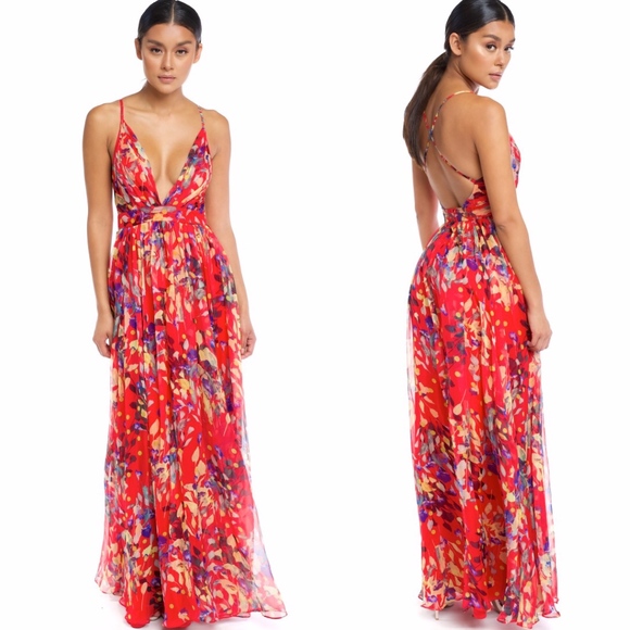 Bellanblue Dresses & Skirts - STEPHANY Floral Sexy Back Maxi - RED